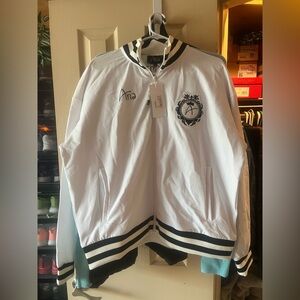 Aria - Las Vegas - White Track Jacket with black striped sleeves   **NWT **